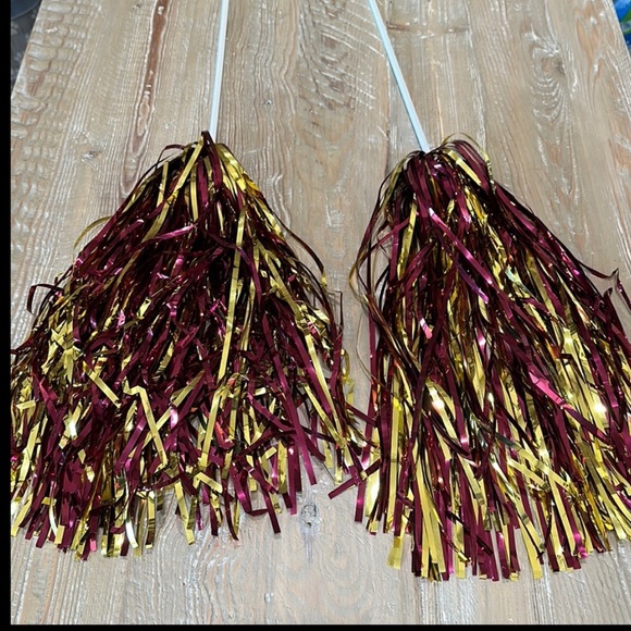 Arizona State ASU Maroon & Gold Pom Poms Set of 2 - Picture 2 of 5